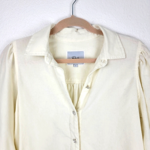 Rails Angelica Shirt Winter White Button Up Embellished Cream Small - Picture 7 of 13